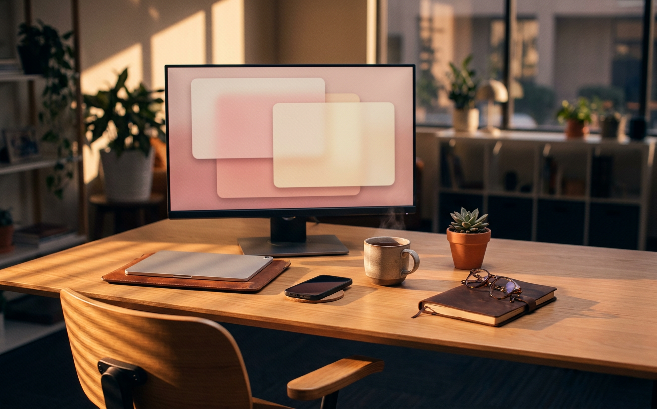 Editorial still-life photograph for the Hosted Desktops (DaaS) service