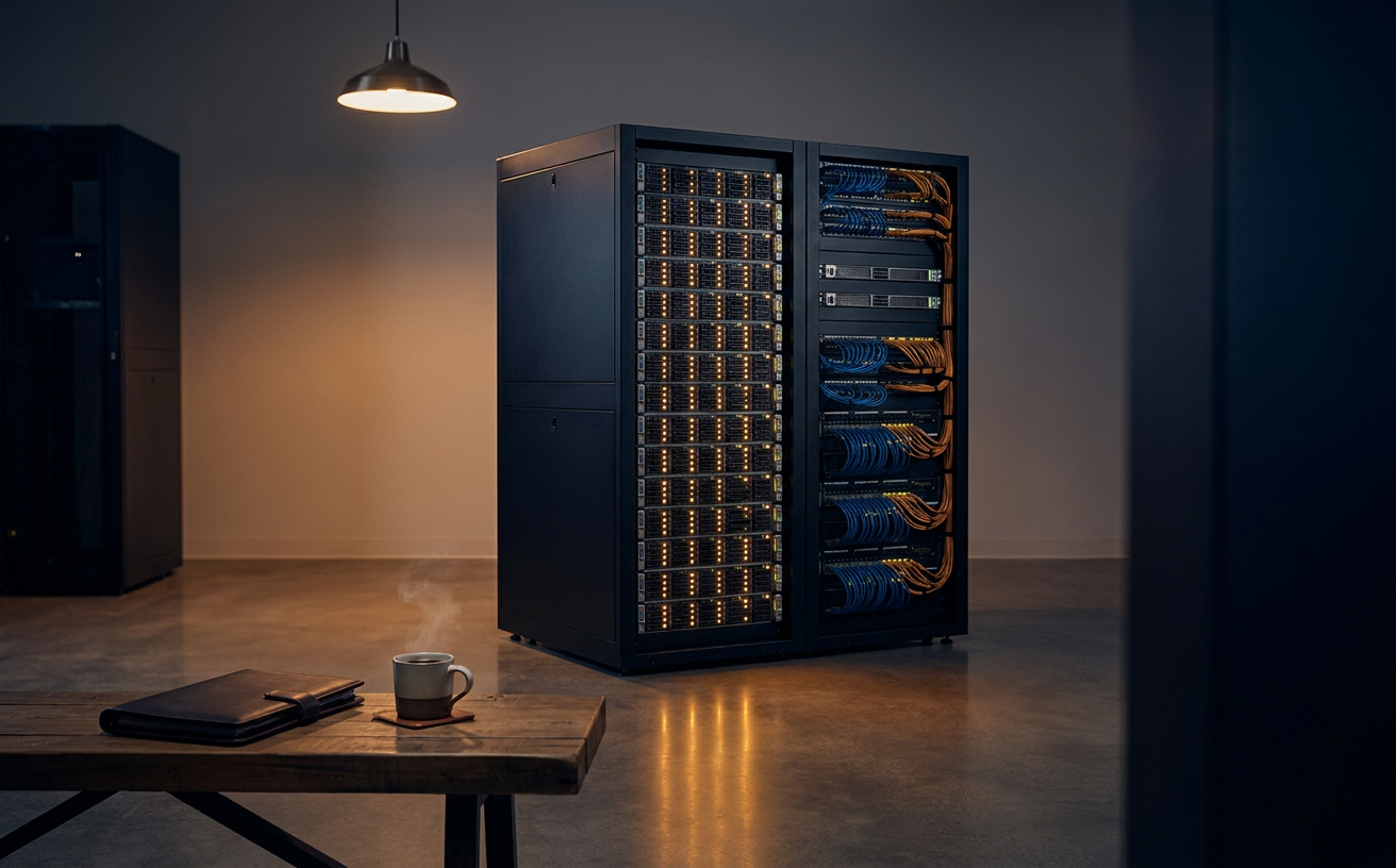 Editorial still-life photograph for the Virtual Machines service